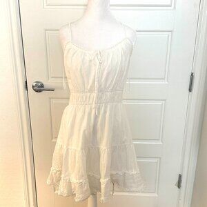 LOST+ WANDER FLOUNCE DRESS WHITE MEDIUM